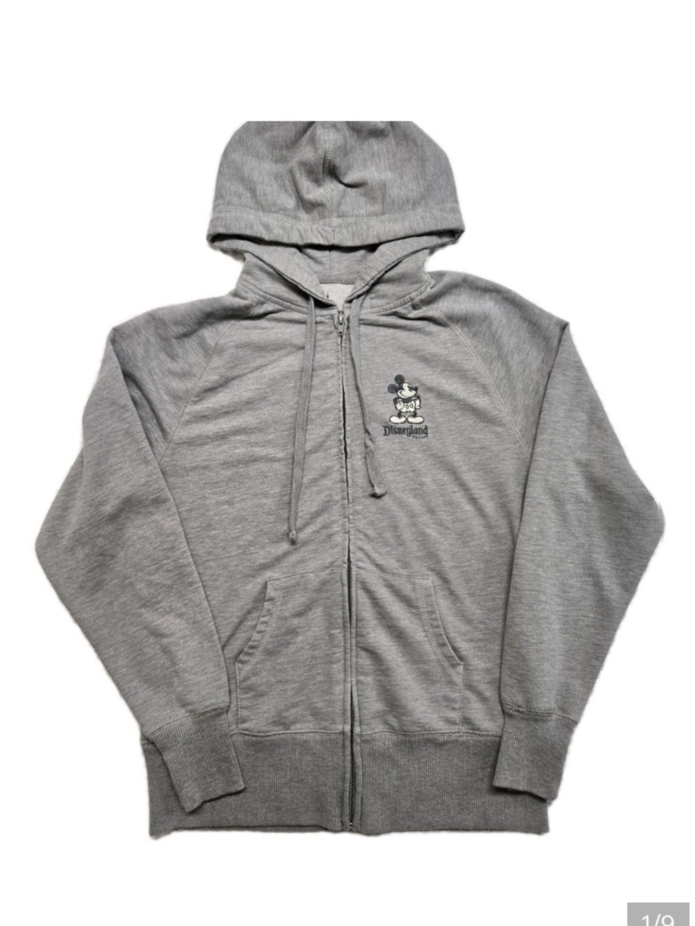 Disneyland Resorts Gray Mickey Full Zipped Hoodie Sweatshirt Kids Size L